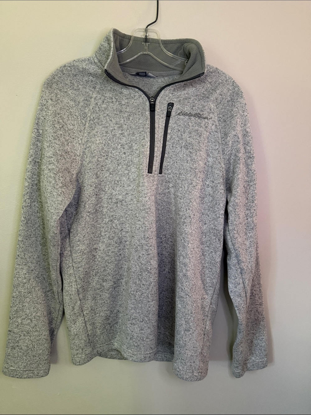 Eddie Bauer Light Heather Gray Quarter-Zip Pullover